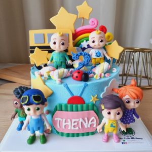 Cocomelon Theme Birthday Cake with JJ characters rainbow stars custom kids cake Puchong Selangor by The Cake Alchemy