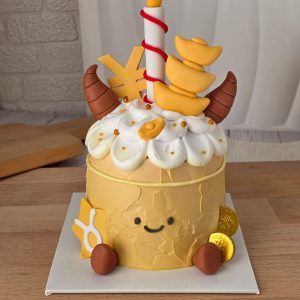 Taurus horoscope Jellycat style birthday cake with zodiac themed decorations and cute character design in Puchong Selangor by The Cake Alchemy